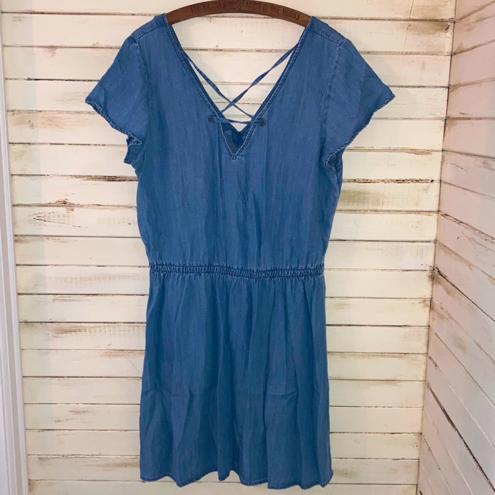 American Eagle Chambray Dress Women’s Size Large Elastic Waist